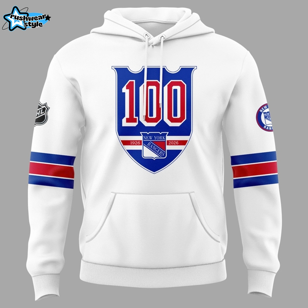 New York Rangers 100 Years Limited Edition White Hoodie New York Rangers 100 Years Limited Edition White Hoodie