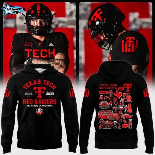 Texas Tech Red Raiders Vive La Fete 100th Anniversary throwbacks Impressions Artwork Hoodie