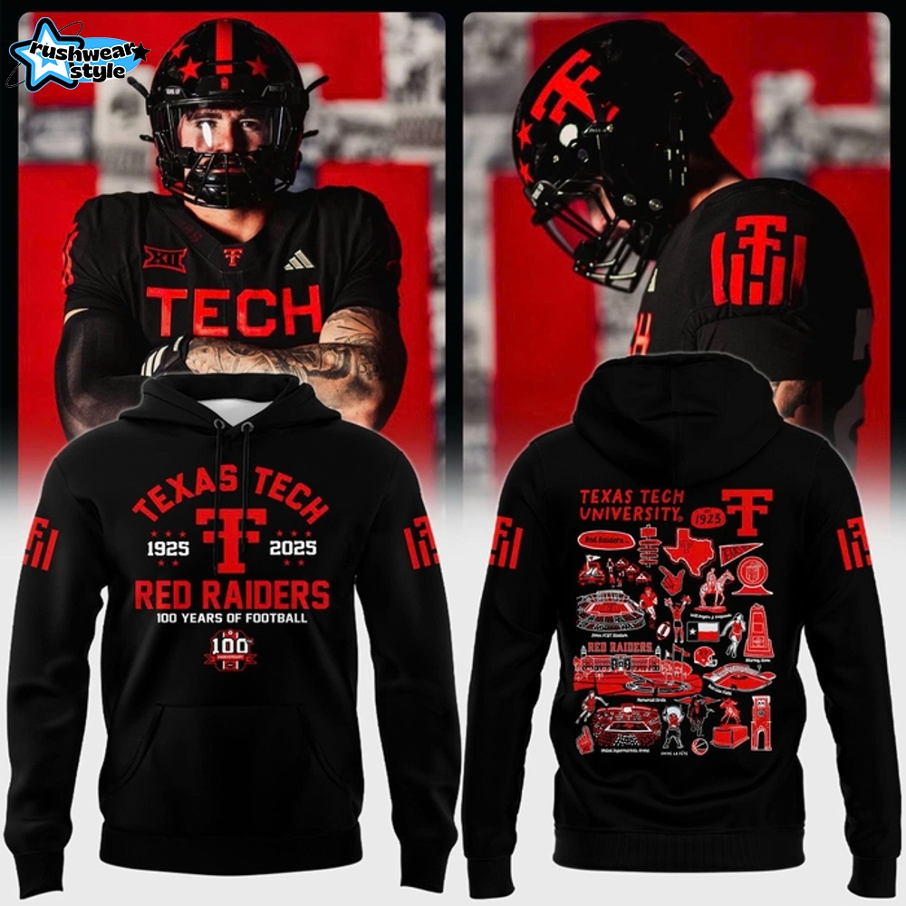 Texas Tech Red Raiders Vive La Fete 100th Anniversary throwbacks Impressions Artwork Hoodie