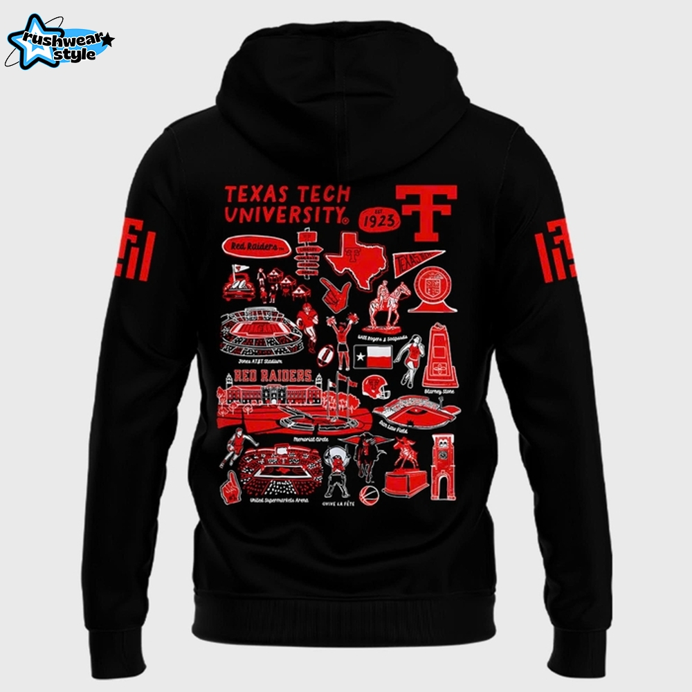 Texas Tech Red Raiders Vive La Fete 100th Anniversary throwbacks Impressions Artwork Hoodie