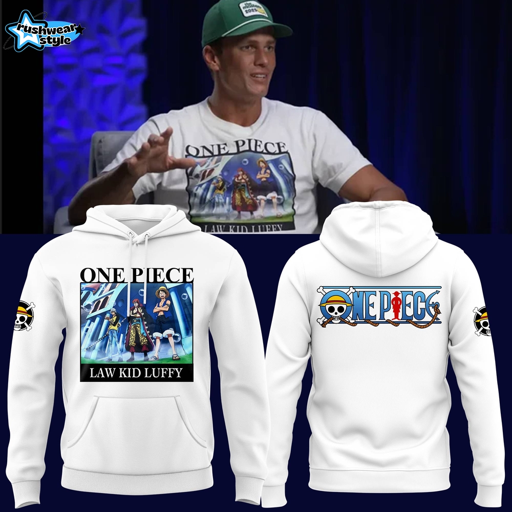 Tom Brady One Piece "Law Kid Luffy" Special White Hoodie Tom Brady One Piece "Law Kid Luffy" Special White Hoodie