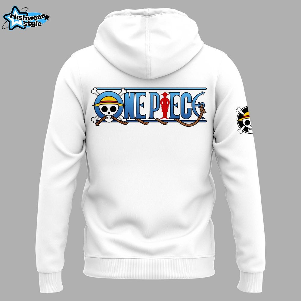 Tom Brady One Piece "Law Kid Luffy" Special White Hoodie Tom Brady One Piece "Law Kid Luffy" Special White Hoodie