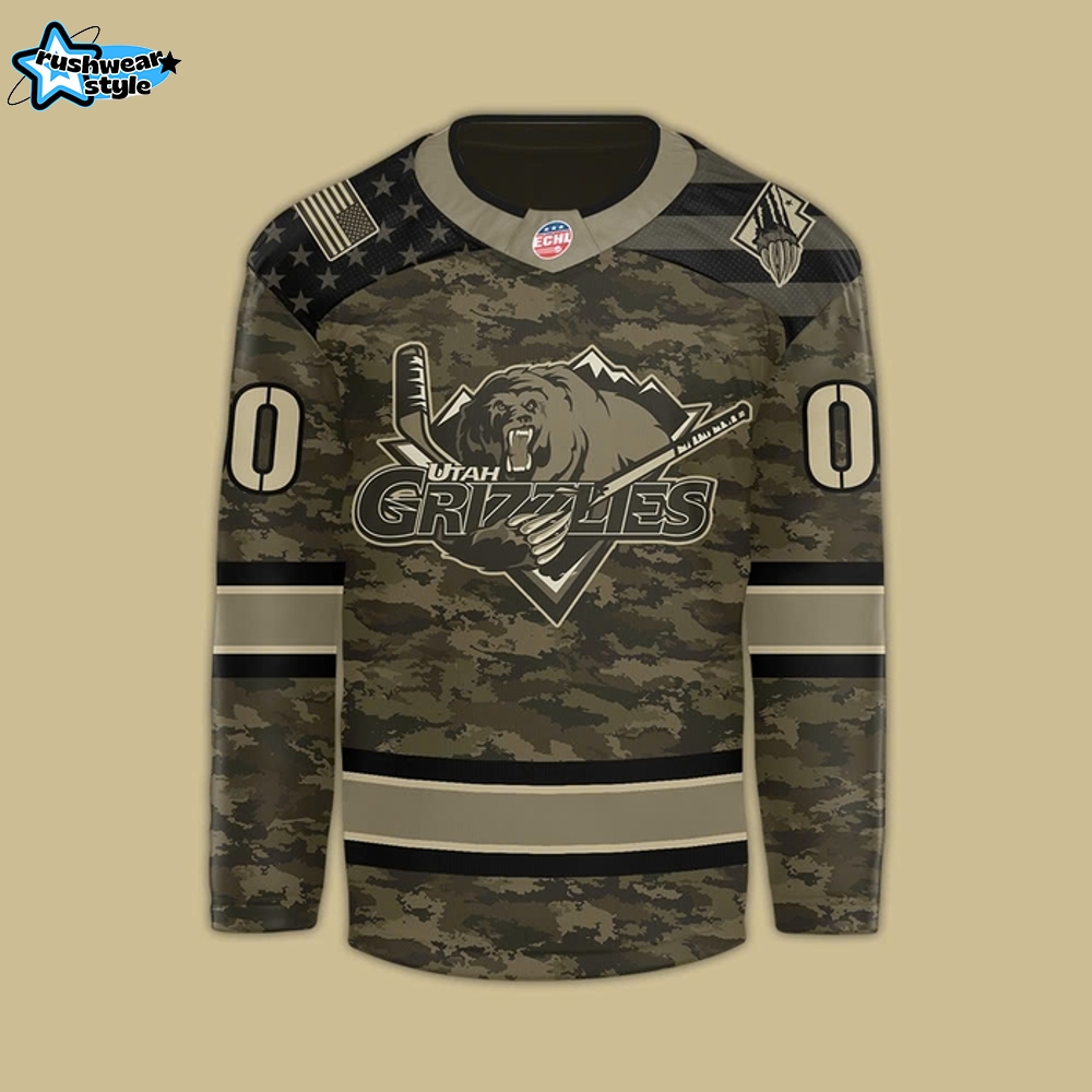 Utah Grizzlies x Military Night Appreciation Custom Hockey Jersey Utah Grizzlies x Military Night Appreciation Custom Hockey Jersey