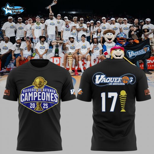 Vaqueros de Bayamon Champions Baloncesto Superior Nacional 2025 Black T-Shirt