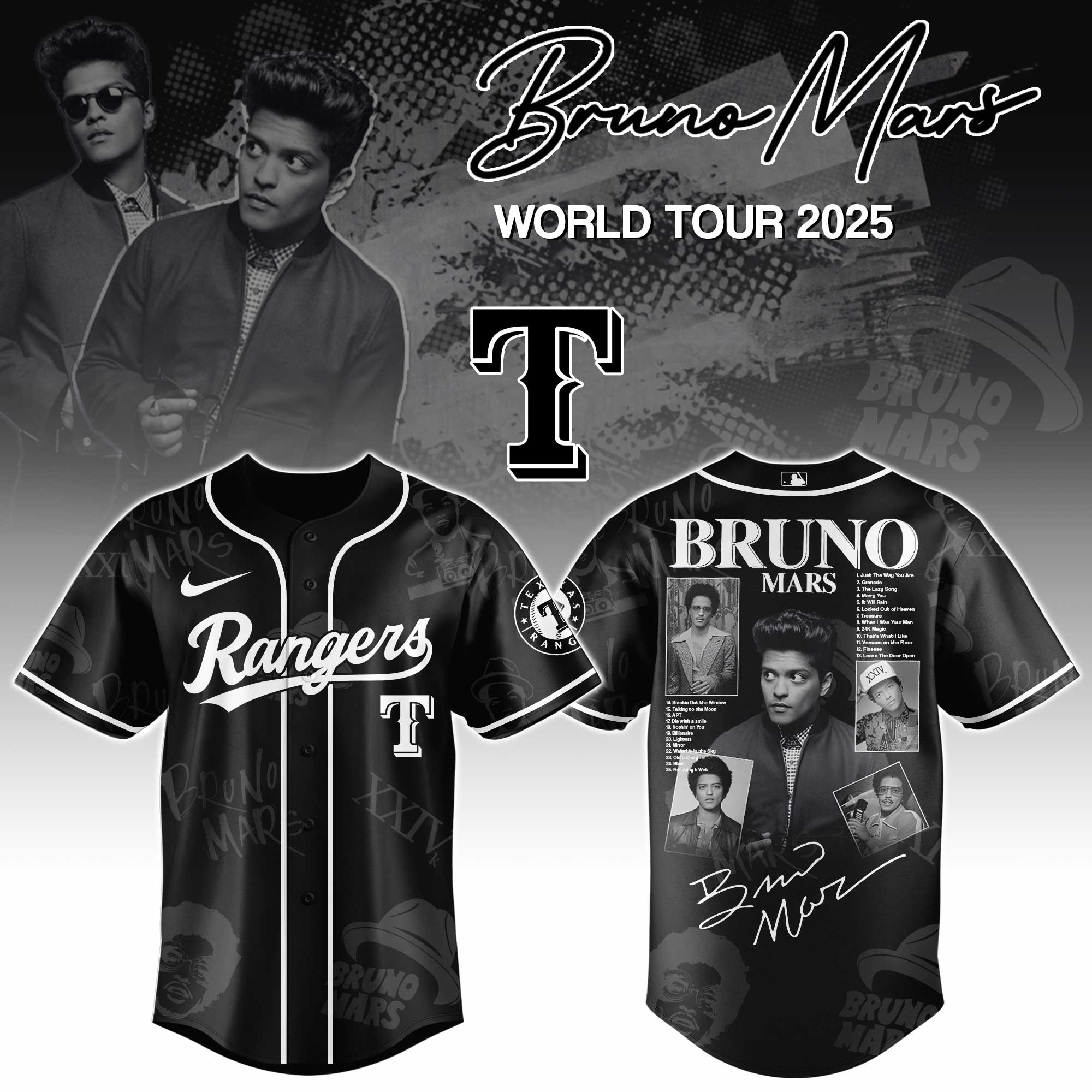 Texas Rangers x Bruno Mars at Park MGM 2025 Jersey Editions Limited Texas Rangers x Bruno Mars at Park MGM 2025 Jersey Editions Limited