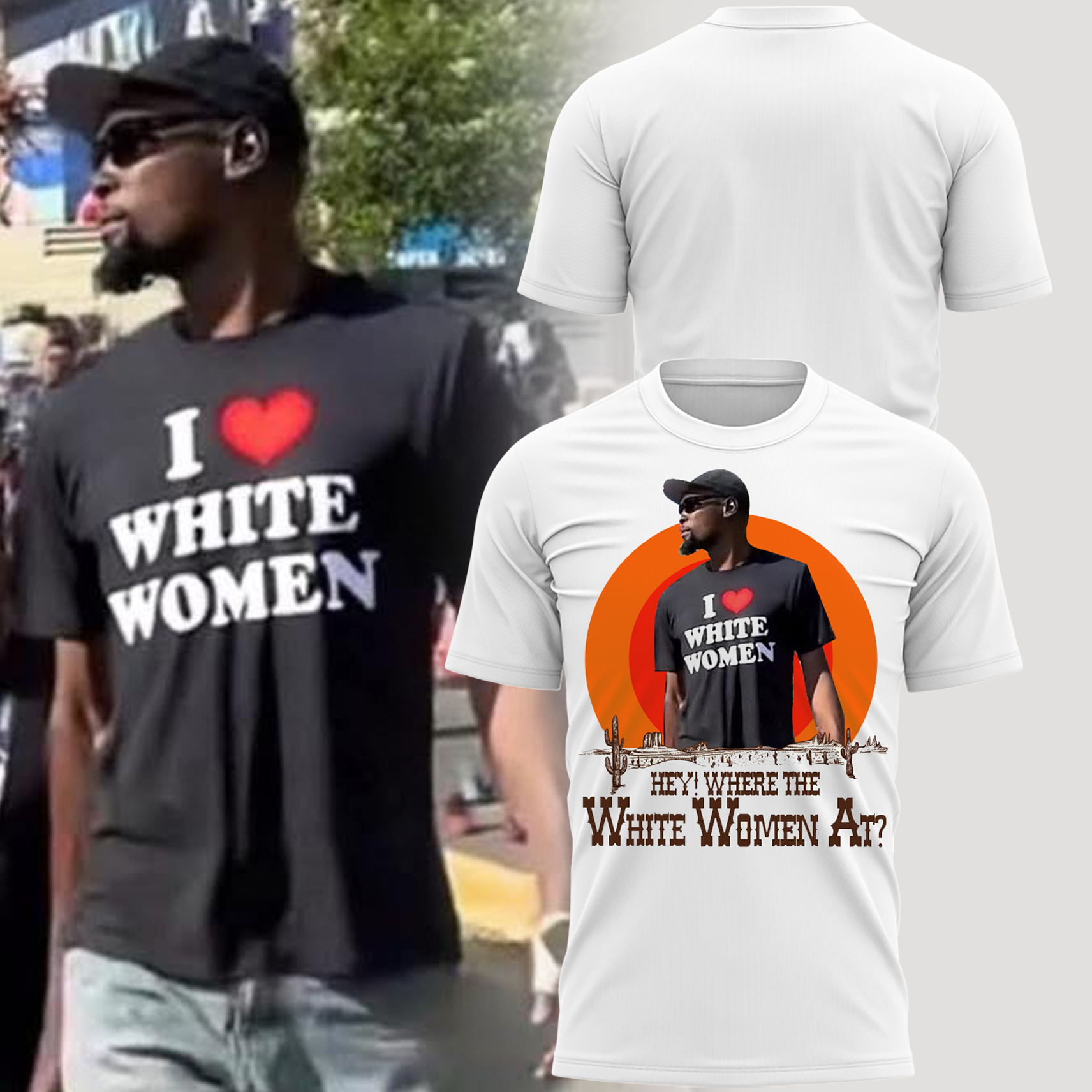 Kevin Durant I Love White Woman 3D Tshirt - White Kevin Durant I Love White Woman 3D Tshirt - White