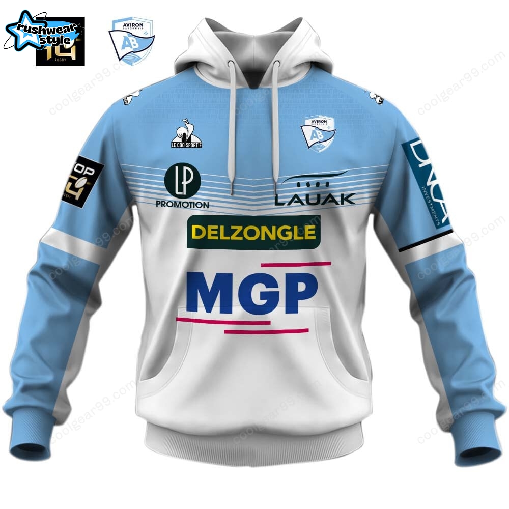 Aviron Bayonnais Top 14 Home Jersey Style Hoodie Aviron Bayonnais Top 14 Home Jersey Style Hoodie
