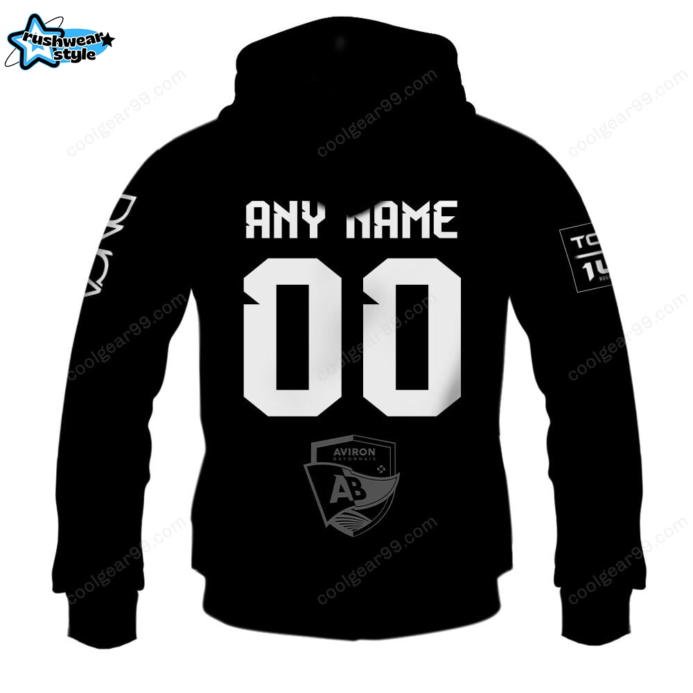 Aviron Bayonnais Top 14 Monochrome Design Hoodie Aviron Bayonnais Top 14 Monochrome Design Hoodie