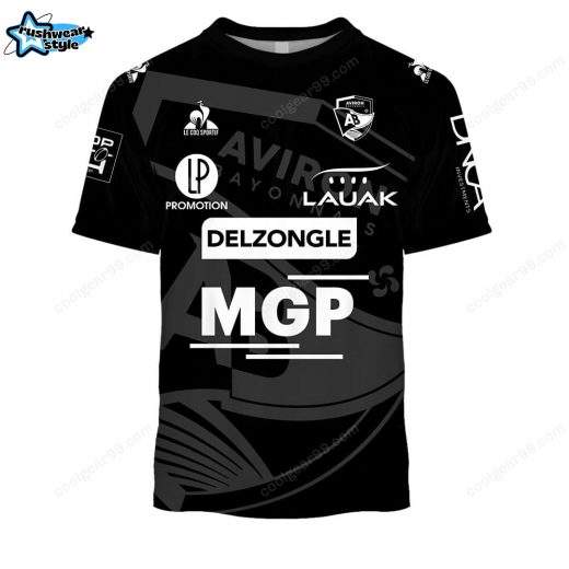 Aviron Bayonnais Top 14 Monochrome Design Tshirt