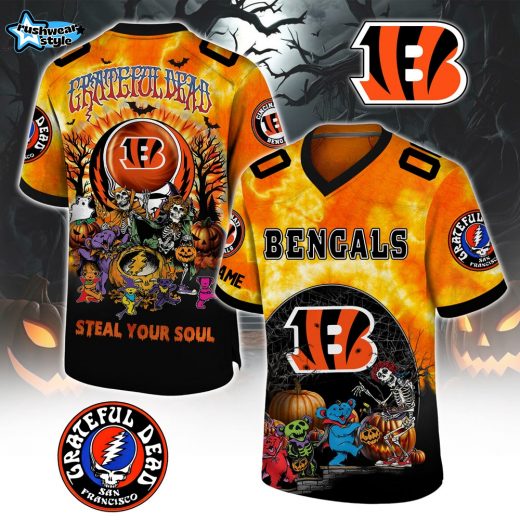 Cincinnati Bengals x Grateful Dead Halloween Premium-V-neck Short Sleeve Jersey