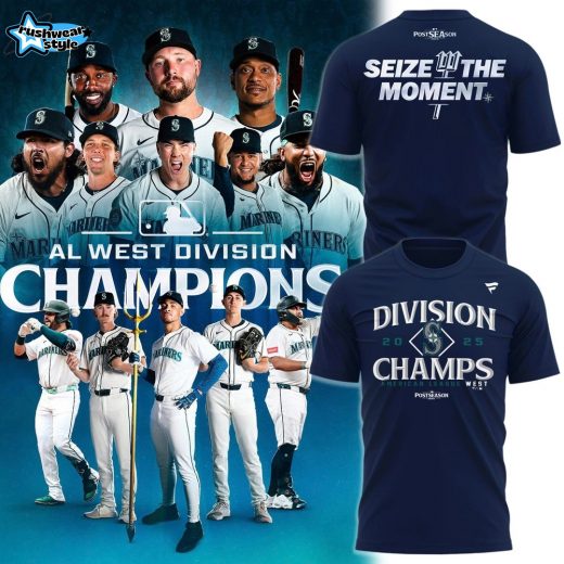 Limited Edition Seattle Mariners 2025 AL West Division Champions Locker Room Tshirt