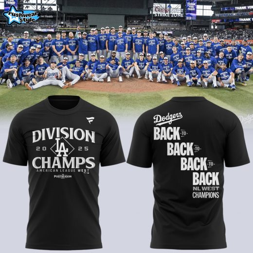 Los Angeles Dodgers Fanatics Royal 2025 NL West Division Champions Locker Room Black T-Shirt