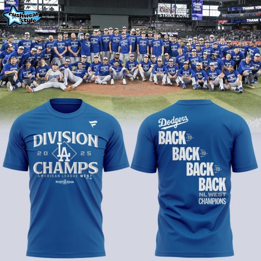 Los Angeles Dodgers Fanatics Royal 2025 NL West Division Champions Locker Room T-Shirt