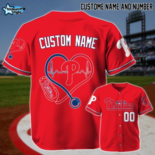 Personalized Philadelphia Phillies x Nurse Heartbeat-3D Baseball Jersey
