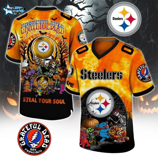 Pittsburgh Steelers x Grateful Dead Halloween Premium-V-neck Short Sleeve Jersey