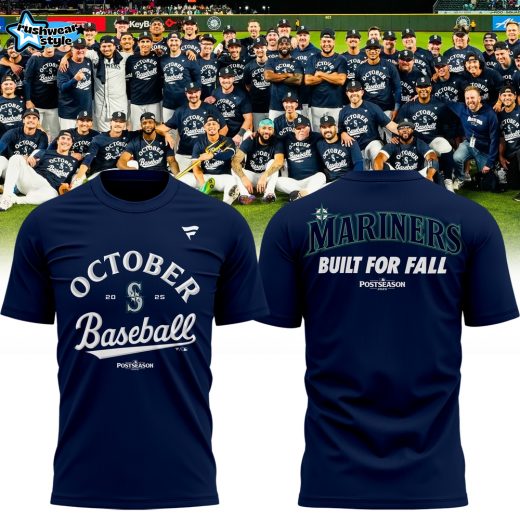 Seattle Mariners Fanatics Navy 2025 MLB Postseason Locker Room T-Shirt