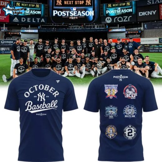 Special New October Baseball Old Patch Post Season 2025 Navy T-Shirt