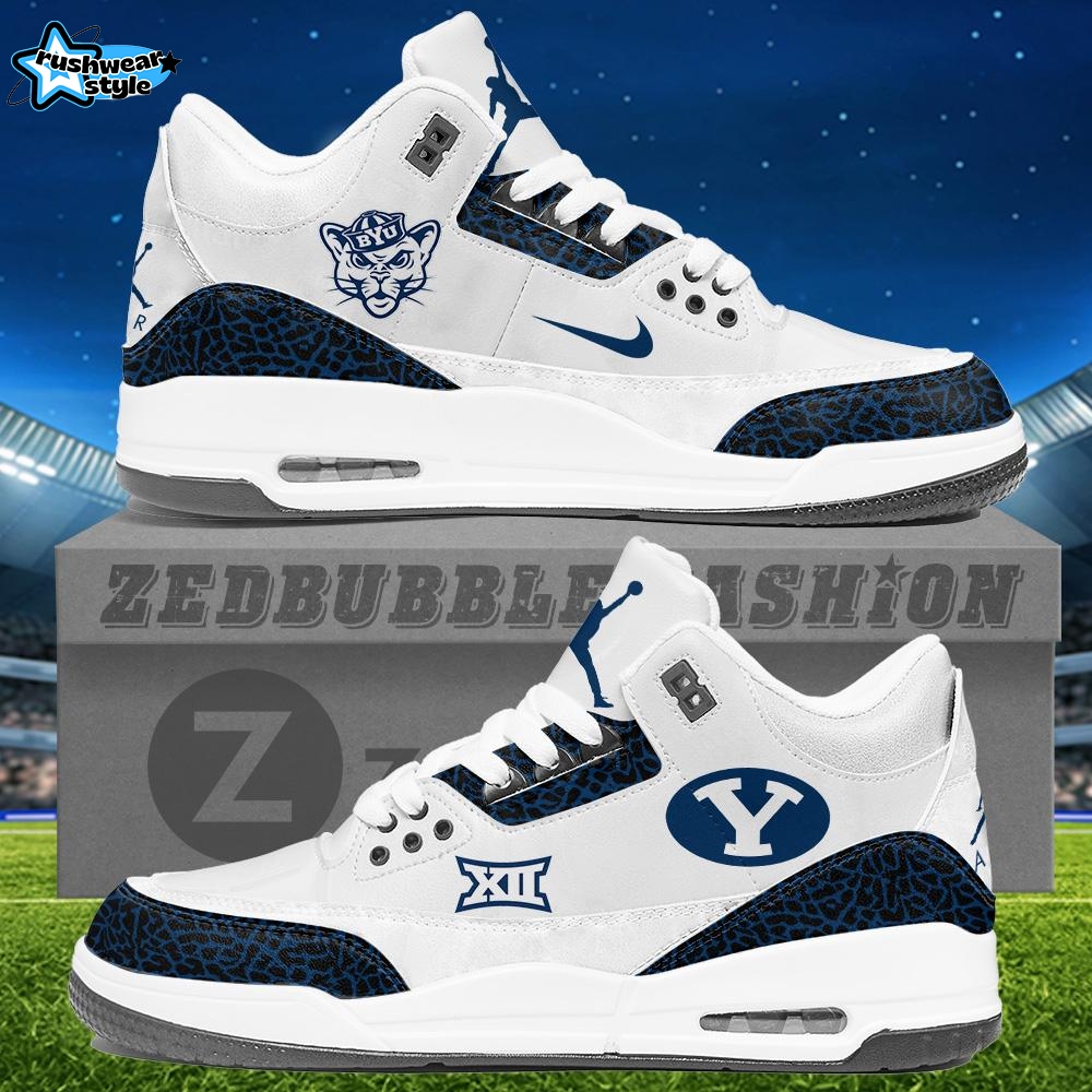 Brigham Young University Air Jordan 3 Sneakers - White Brigham Young University Air Jordan 3 Sneakers - White