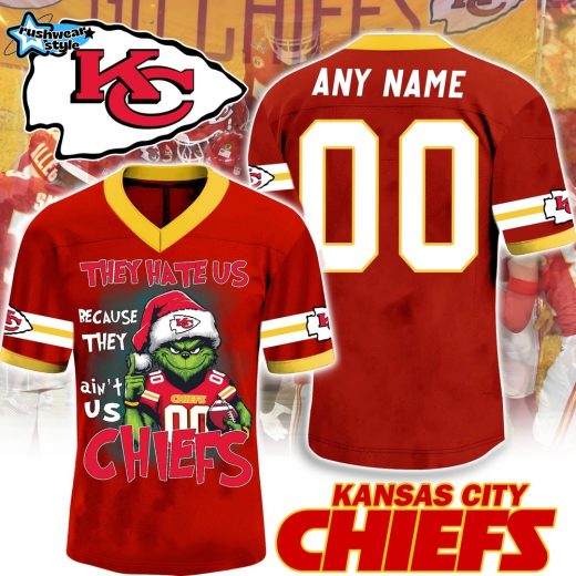 Chiefs Grinch Christmas Edition Jersey – They Hate Us Because They Ain’t Us-V-neck Short Sleeve Jersey