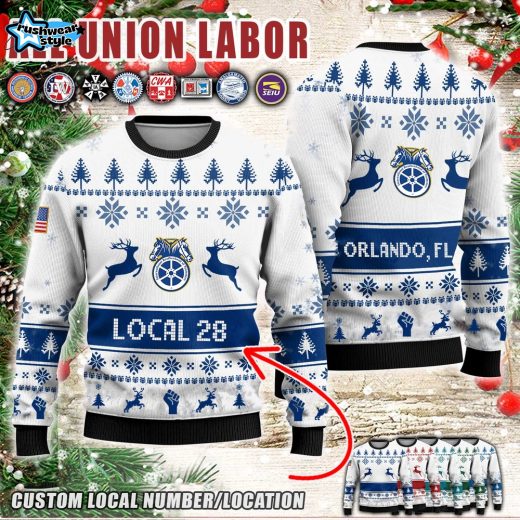Custom Union Labor_V2 Ugly Sweater - Blue