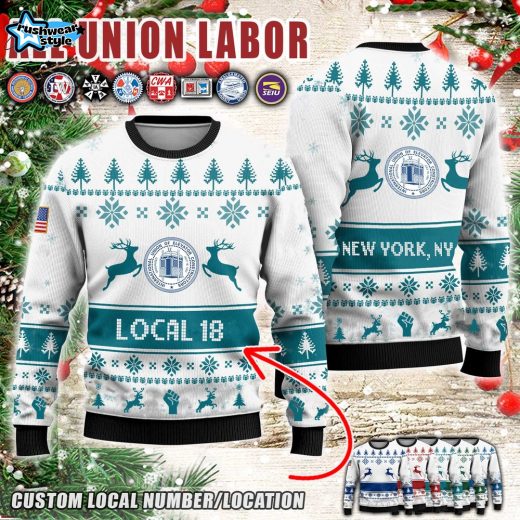 Custom Union Labor_V2 Ugly Sweater - Turquoise