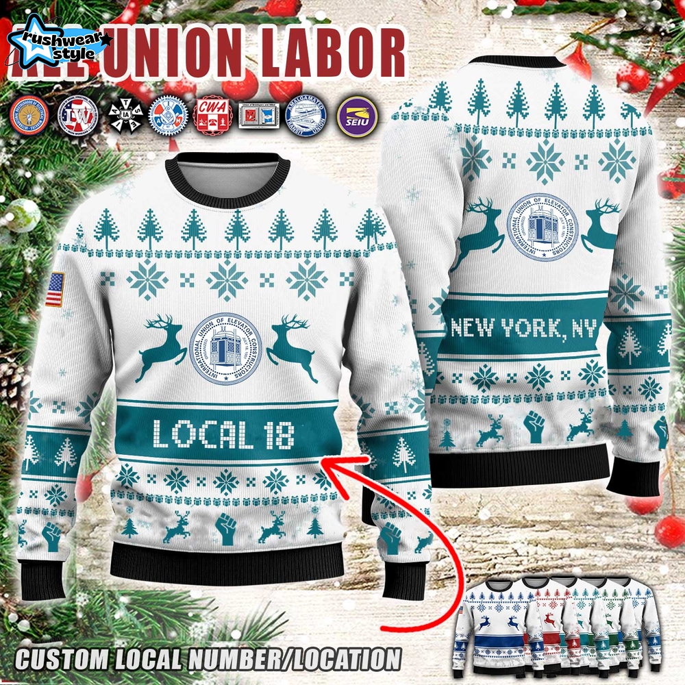 Custom Union Labor_V2 Ugly Sweater - Turquoise Custom Union Labor_V2 Ugly Sweater - Turquoise