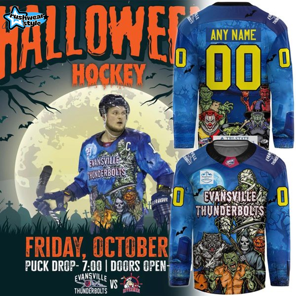 Evansville Thunderbolts Happy Halloween Jersey Evansville Thunderbolts Happy Halloween Jersey