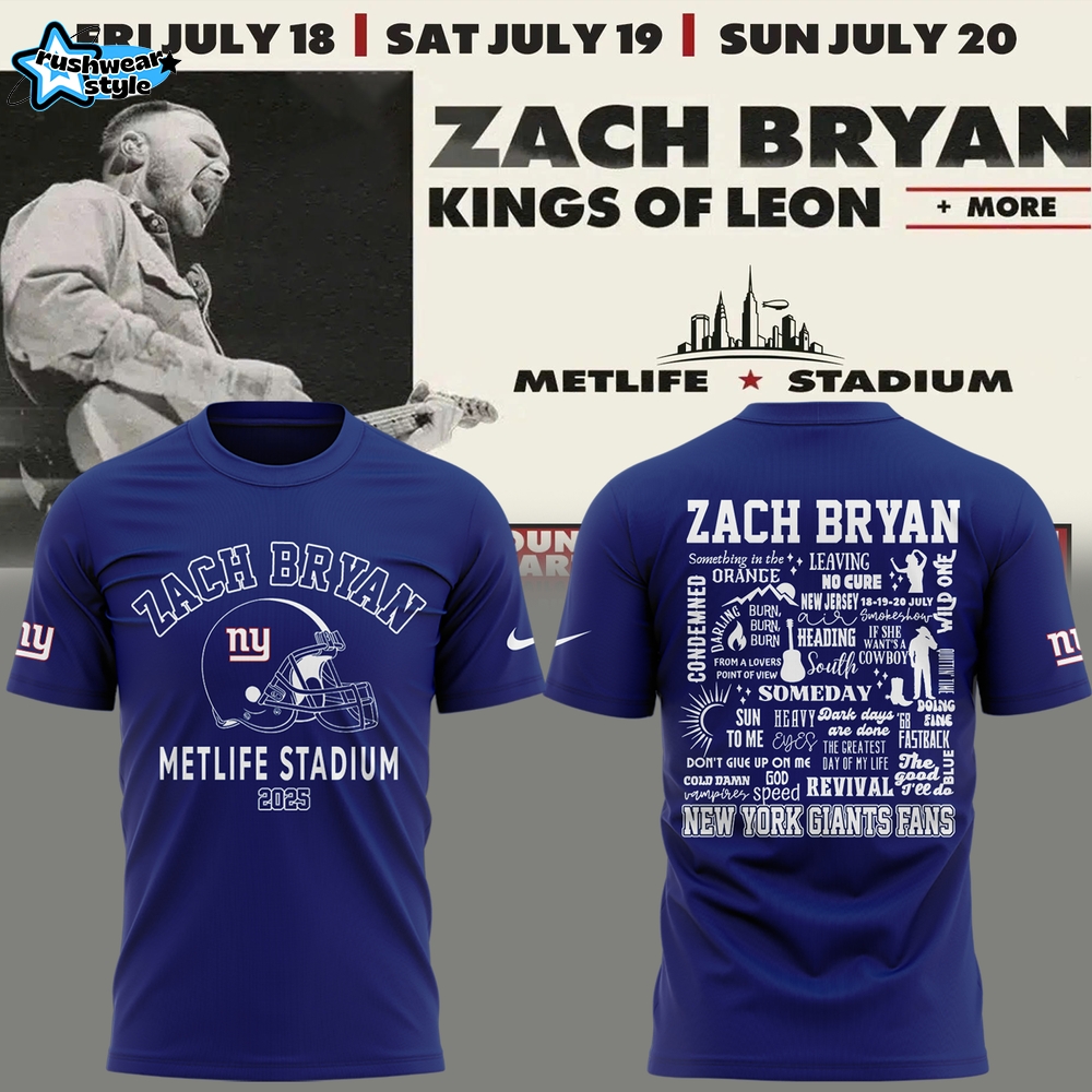 Exclusive Versio Zach Bryan x New York Giants Tshirt Exclusive Versio Zach Bryan x New York Giants Tshirt