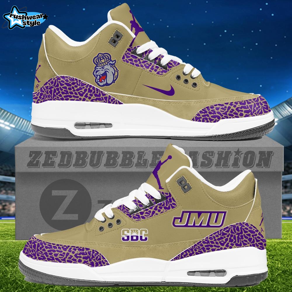 JMU Summer Band Camps Air Jordan 3 Sneakers- Gold JMU Summer Band Camps Air Jordan 3 Sneakers- Gold