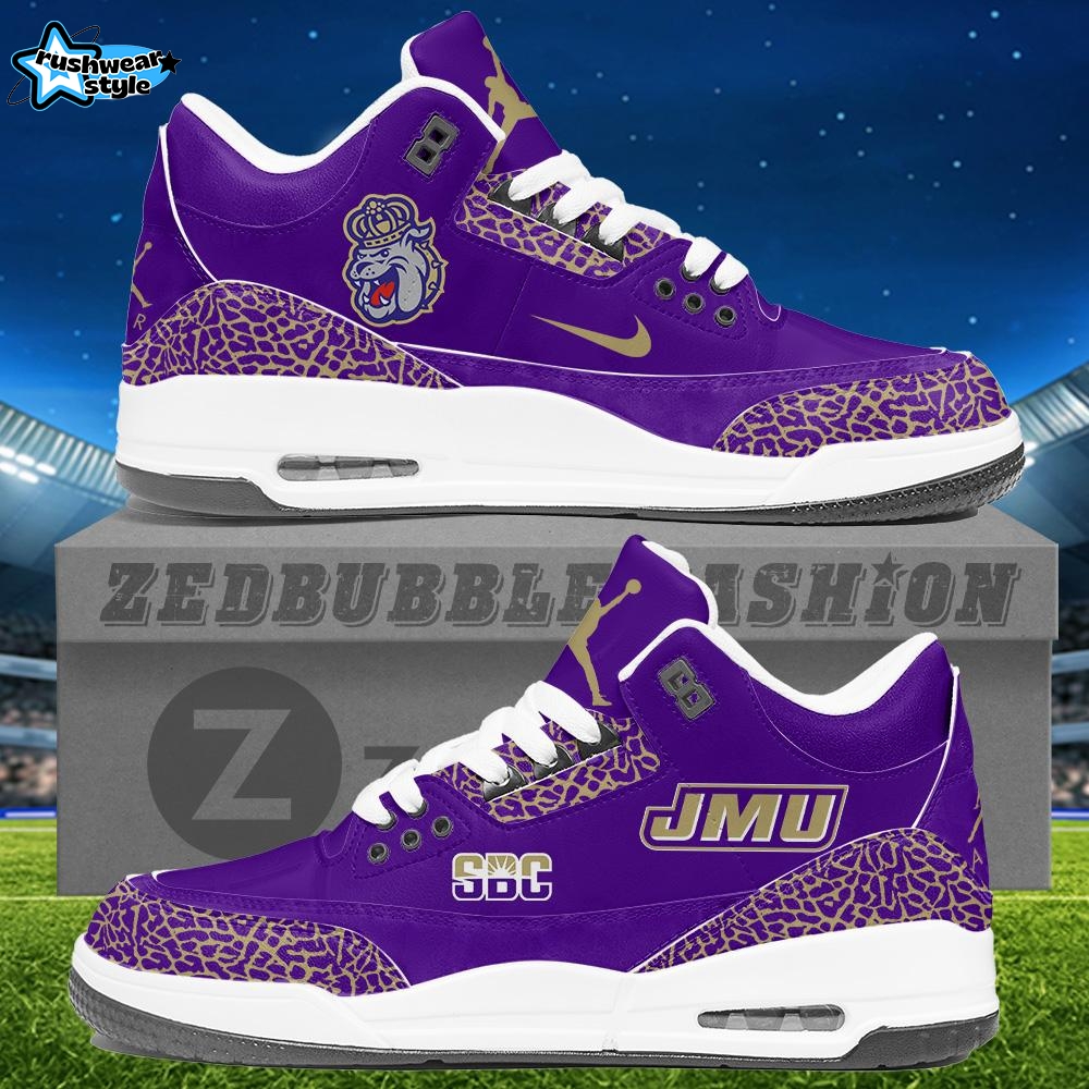 JMU Summer Band Camps Air Jordan 3 Sneakers - Purple JMU Summer Band Camps Air Jordan 3 Sneakers - Purple