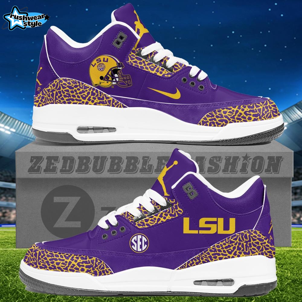 LSU Air Jordan 3 Sneakers - Purple LSU Air Jordan 3 Sneakers - Purple