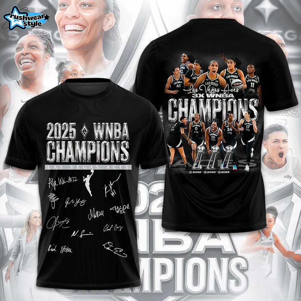 Las Vegas Aces WNBA 2025 Champions 3D Tshirt Las Vegas Aces WNBA 2025 Champions 3D Tshirt