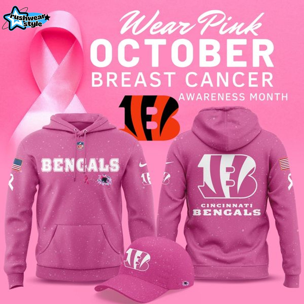 Limited Edition Cincinnati Bengals Breast Cancer Awareness Pink Hoodie Limited Edition Cincinnati Bengals Breast Cancer Awareness Pink Hoodie