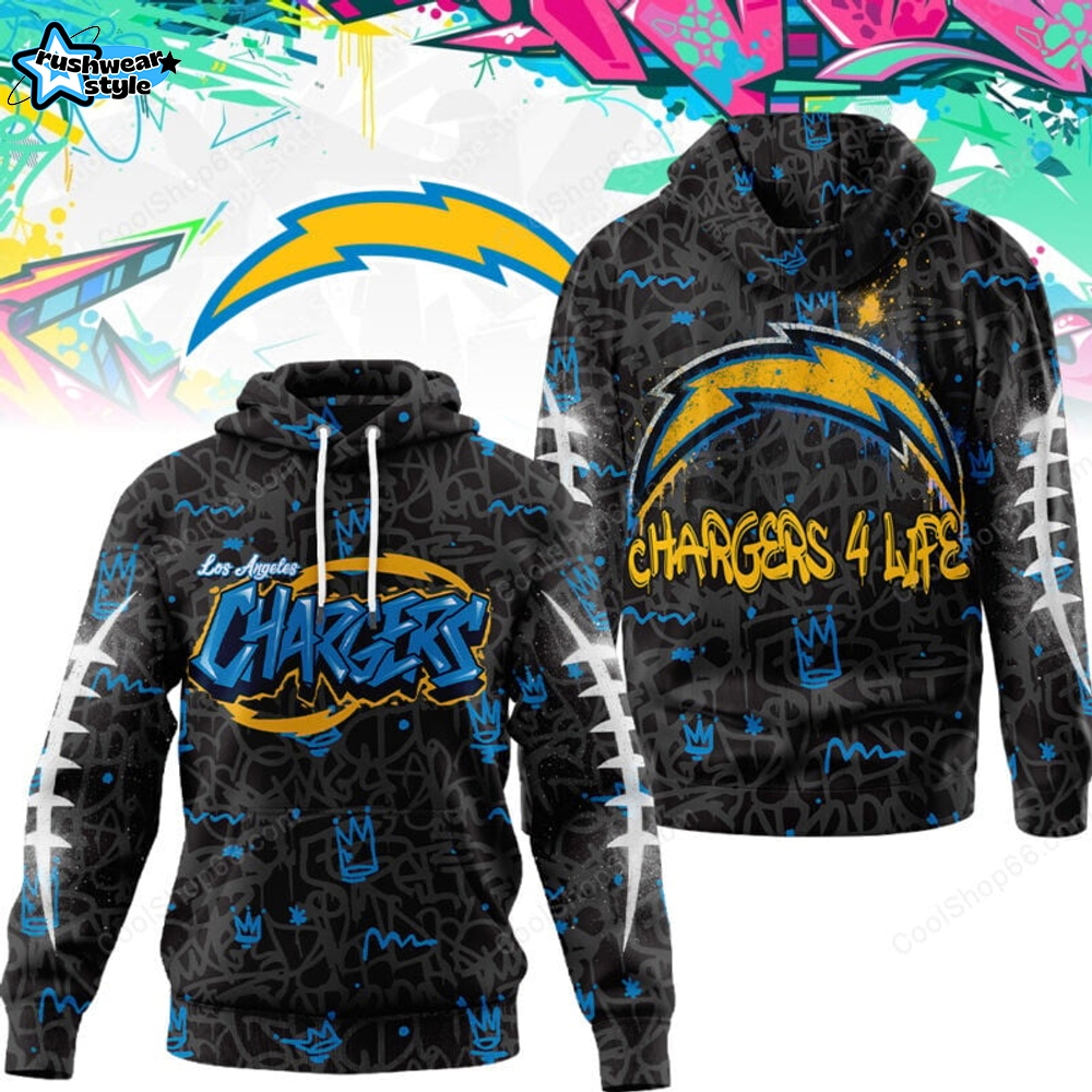 Los Angeles Chargers Graffiti For Life Design Hoodie Los Angeles Chargers Graffiti For Life Design Hoodie