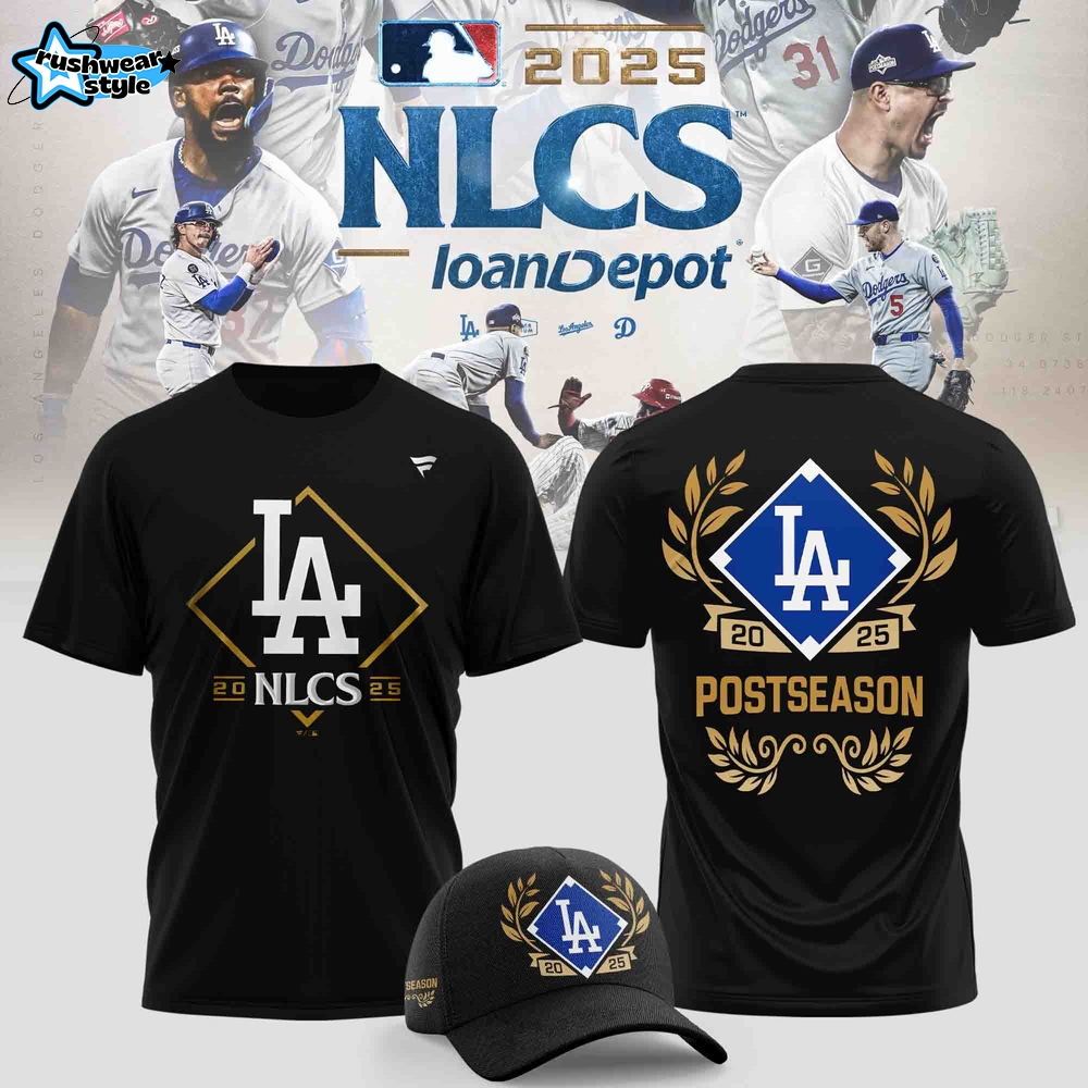 Los Angeles Dodgers Fanatics Black 2025 National League Division Series Champions Big Tall Locker Room T-Shirt Los Angeles Dodgers Fanatics Black 2025 National League Division Series Champions Big Tall Locker Room T-Shirt