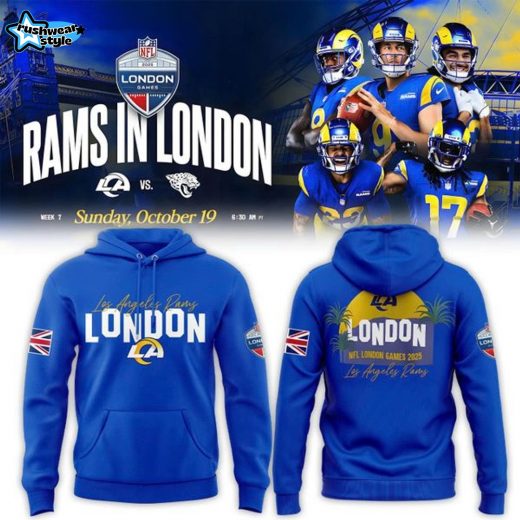 Los Angeles Rams Shop 2025 NFL London game Blue Hoodie v2
