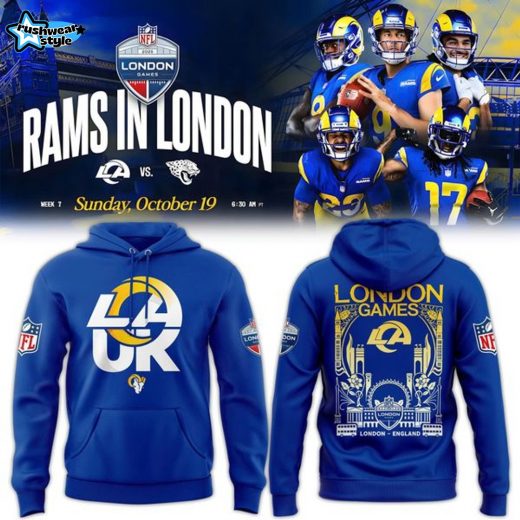 Los Angeles Rams Shop 2025 NFL London game LA UK Blue Hoodie
