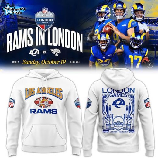 Los Angeles Rams Shop 2025 NFL London game White Hoodie