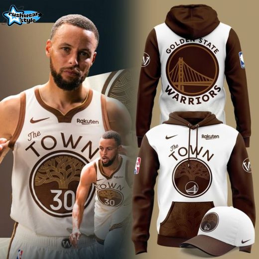 Men's Nike White/brown Golden State Warriors 2025 The Town Edition hoodie