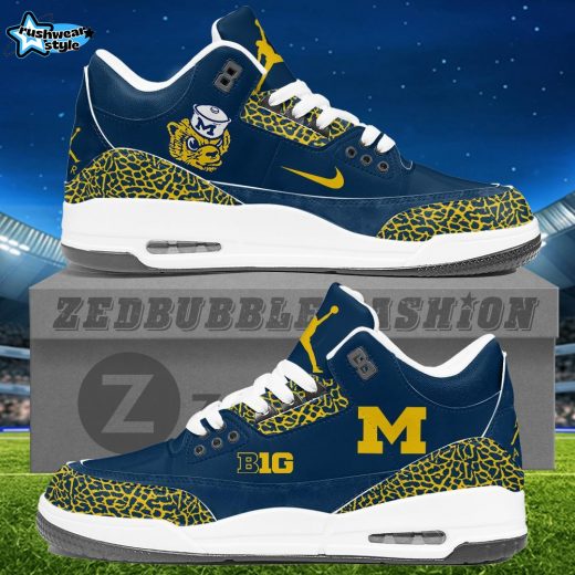 Michigan Wolverines Air Jordan 3 Sneakers - Blue