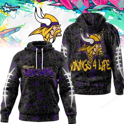 Minnesota Vikings Graffiti For Life Design Hoodie