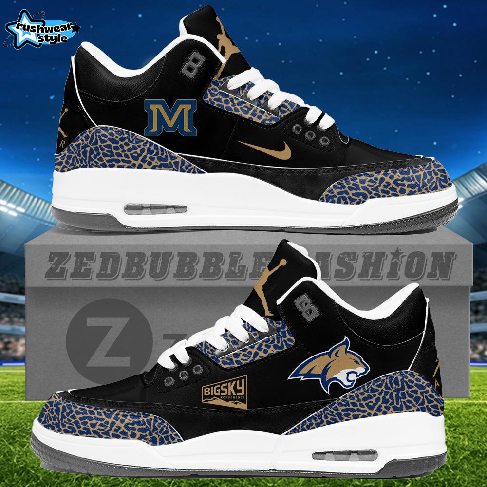 Montana State Bobcats Air Jordan 3 Sneakers - Black Montana State Bobcats Air Jordan 3 Sneakers - Black