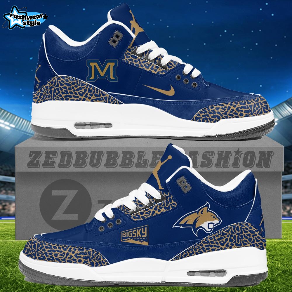 Montana State Bobcats Air Jordan 3 Sneakers - Blue Montana State Bobcats Air Jordan 3 Sneakers - Blue