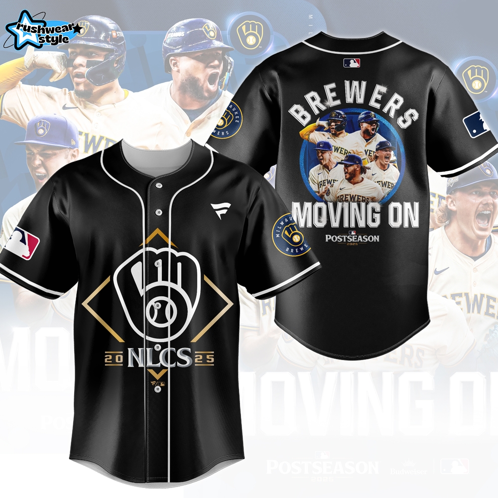 NLCS 2025 Brewers Moving On Postseason Baseball Jersey - Black NLCS 2025 Brewers Moving On Postseason Baseball Jersey - Black