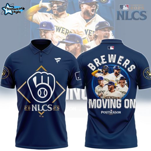 NLCS 2025 Brewers Moving On Postseason Polo - Blue