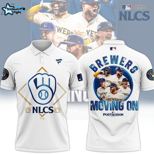 NLCS 2025 Brewers Moving On Postseason Polo - White
