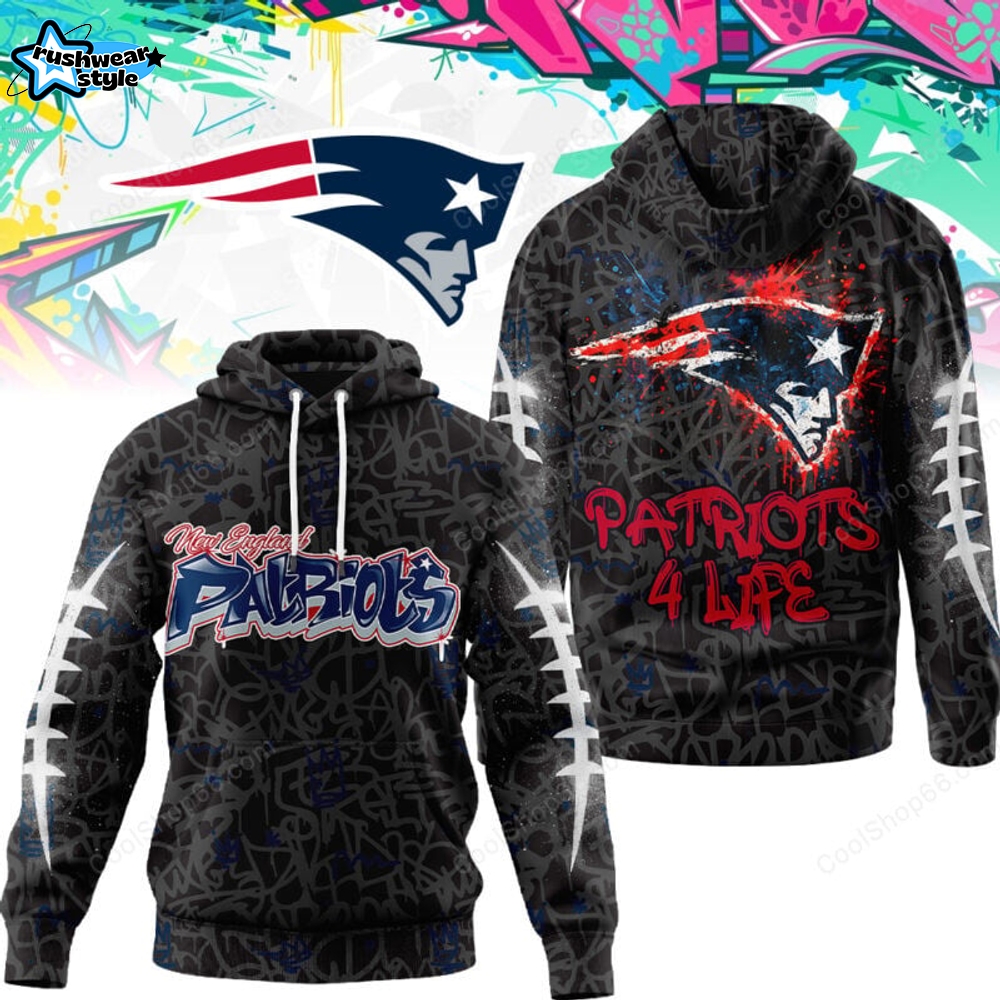 New England Patriots Graffiti For Life Design Hoodie New England Patriots Graffiti For Life Design Hoodie