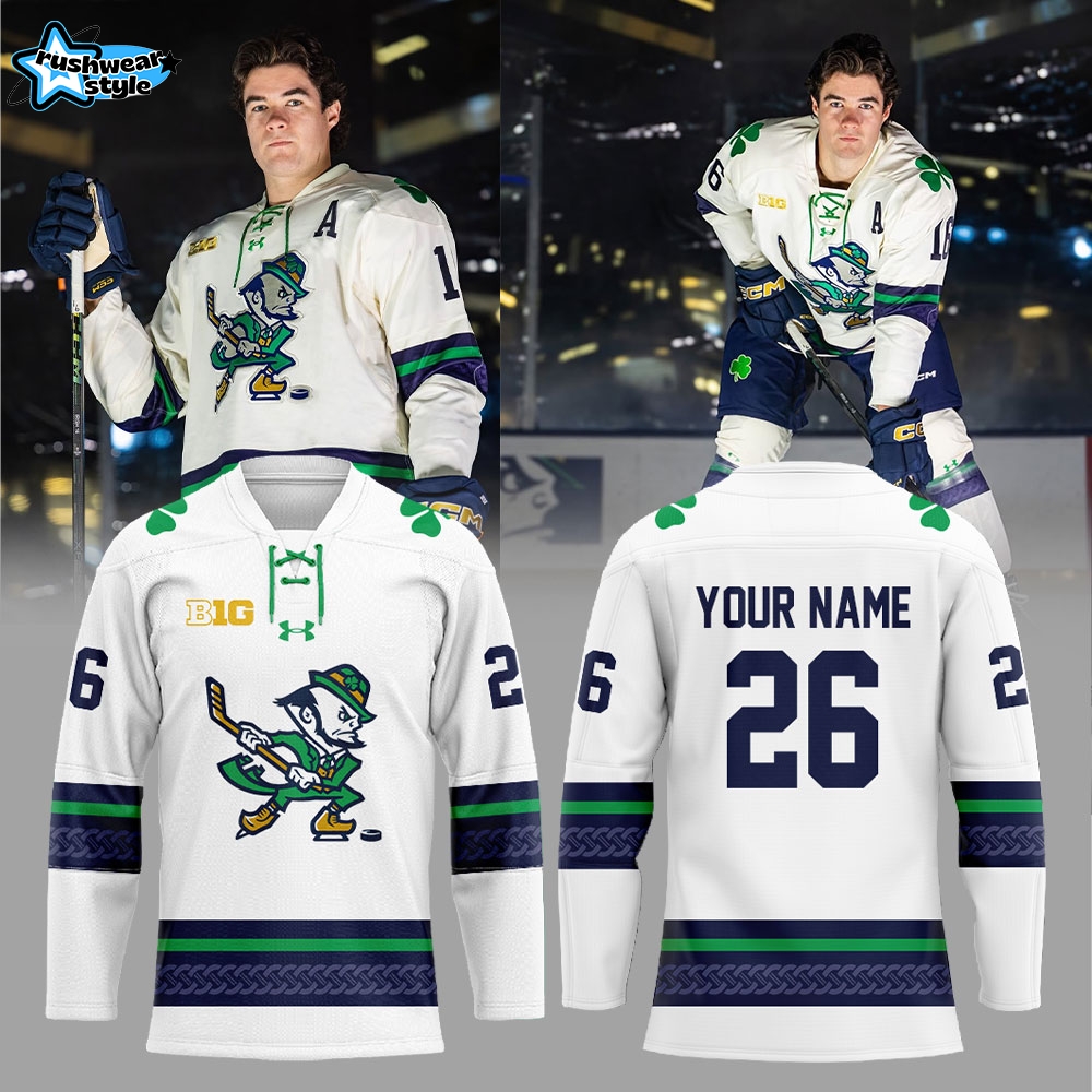 Notre Dame Fighting Irish Leprechaun Hockey 2025 Combo Jersey Custom Name, Number For Fans Notre Dame Fighting Irish Leprechaun Hockey 2025 Combo Jersey Custom Name, Number For Fans
