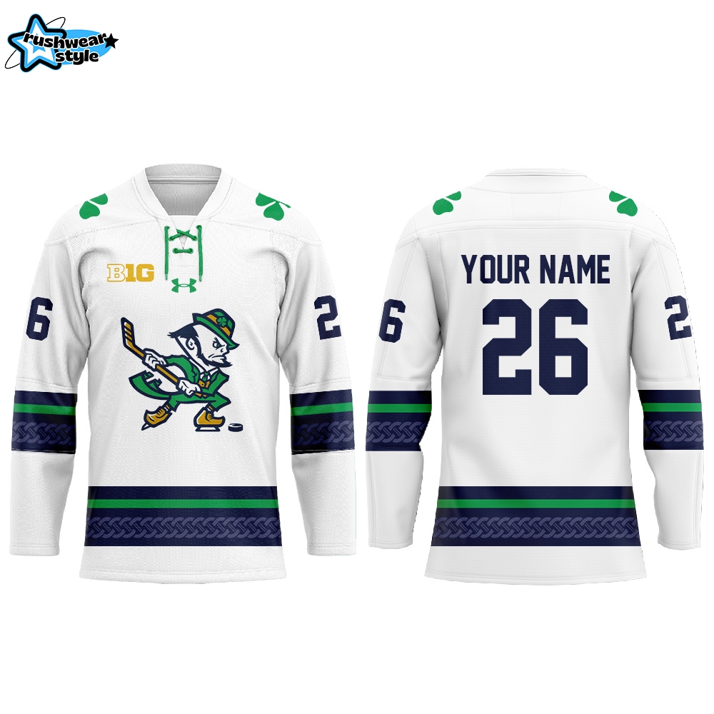 Notre Dame Fighting Irish Leprechaun Hockey 2025 Combo Jersey Custom Name, Number For Fans Notre Dame Fighting Irish Leprechaun Hockey 2025 Combo Jersey Custom Name, Number For Fans