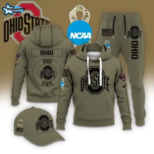 Ohio State Football Casual Outfit Set - Hoodie, Jogger, and Cap - MVT141025W157-7